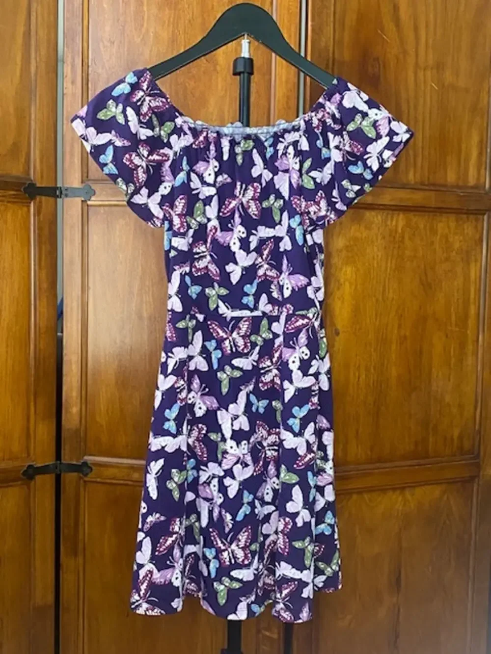 Children's Place Girls Dress XL/TG 14 Purple Butterfly Print Short Sleeve